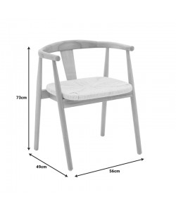 Πολυθρόνα Gernine pakoworld μασίφ ξύλο οξιάς και σχοινί σε φυσική απόχρωση 56x49x73εκ