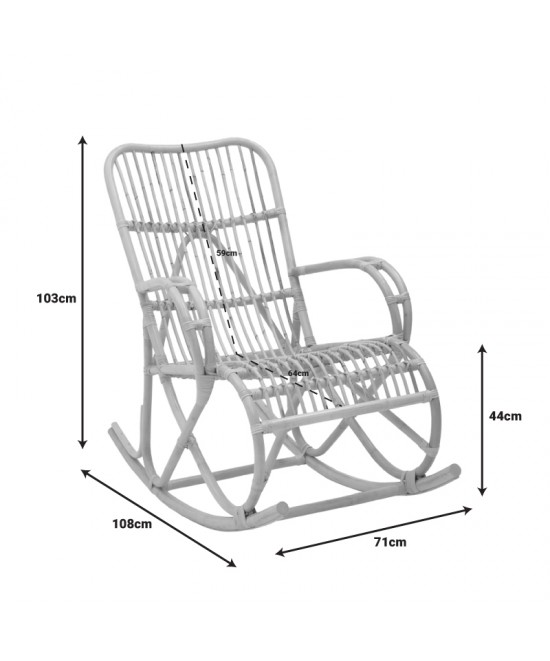 Κουνιστή πολυθρόνα Cormeny pakoworld rattan σε φυσική απόχρωση 108x71x103εκ