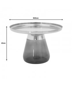 Βοηθητικό τραπέζι Kunlo Inart χρυσό χρώμιο-μαύρο γυαλί Φ60x42εκ