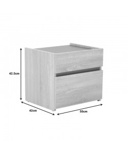 Κομοδίνο Comcie pakoworld σε φυσικό με γκρι απόχρωση 50x42x45.5εκ