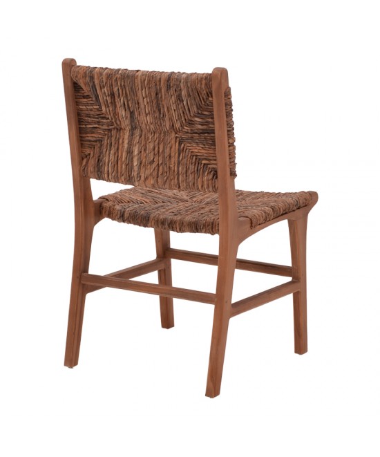 Καρέκλα Refane pakoworld σκελετός teak ξύλο με banana rope σε καρυδί απόχρωση 50x58x85εκ