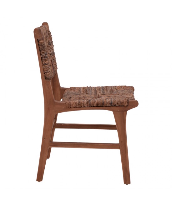 Καρέκλα Refane pakoworld σκελετός teak ξύλο με banana rope σε καρυδί απόχρωση 50x58x85εκ