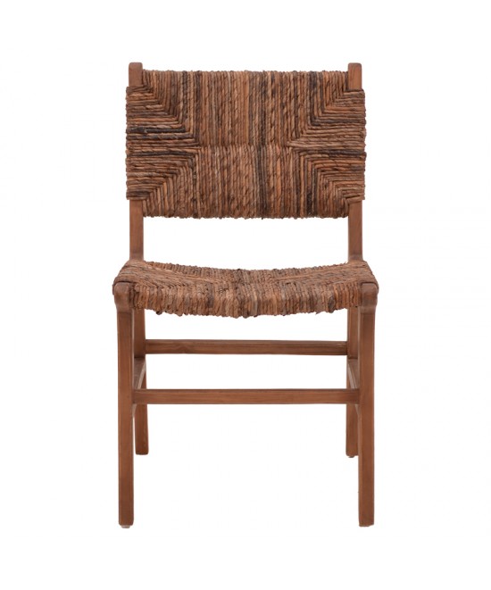 Καρέκλα Refane pakoworld σκελετός teak ξύλο με banana rope σε καρυδί απόχρωση 50x58x85εκ