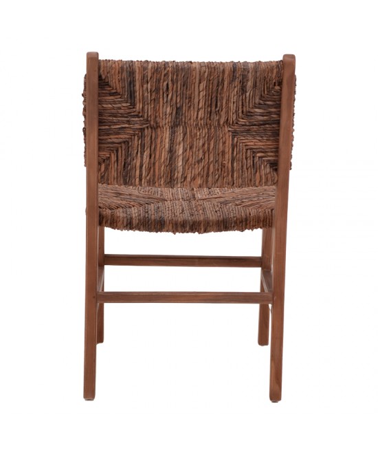 Καρέκλα Refane pakoworld σκελετός teak ξύλο με banana rope σε καρυδί απόχρωση 50x58x85εκ