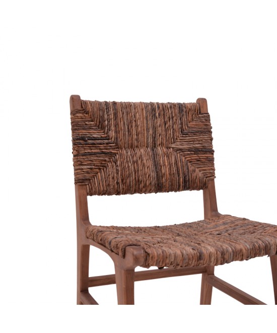 Καρέκλα Refane pakoworld σκελετός teak ξύλο με banana rope σε καρυδί απόχρωση 50x58x85εκ