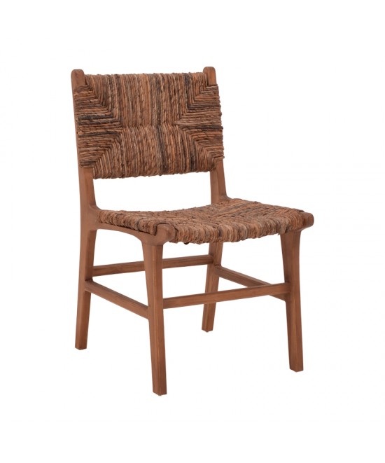 Καρέκλα Refane pakoworld σκελετός teak ξύλο με banana rope σε καρυδί απόχρωση 50x58x85εκ