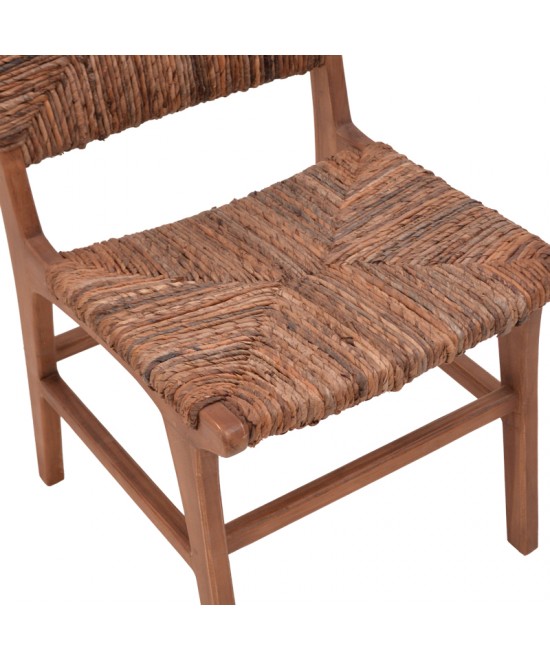 Καρέκλα Refane pakoworld σκελετός teak ξύλο με banana rope σε καρυδί απόχρωση 50x58x85εκ
