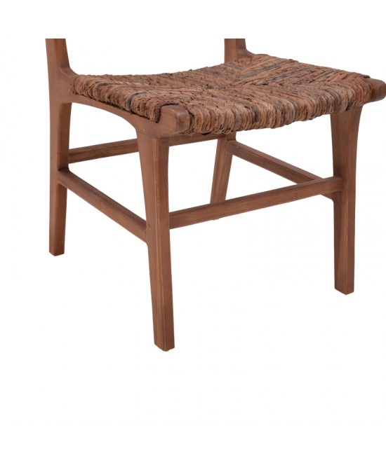 Καρέκλα Refane pakoworld σκελετός teak ξύλο με banana rope σε καρυδί απόχρωση 50x58x85εκ