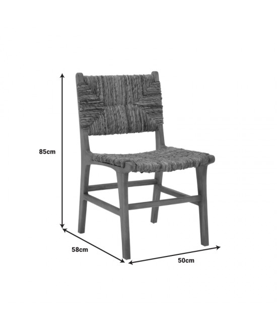 Καρέκλα Refane pakoworld σκελετός teak ξύλο με banana rope σε καρυδί απόχρωση 50x58x85εκ