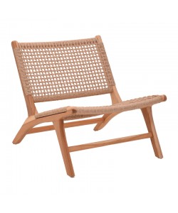 Πολυθρόνα Beatrice pakoworld σκελετός teak ξύλο με pe σχοινί σε φυσική απόχρωση 65x78x68εκ