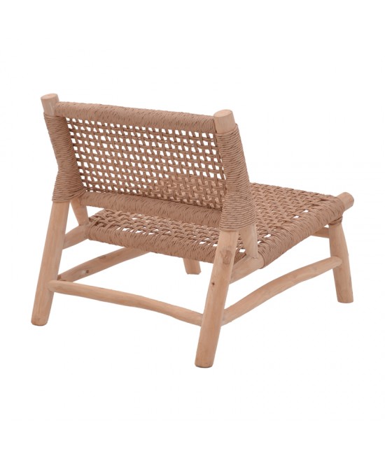 Πολυθρόνα Wanderlene pakoworld σκελετός teak ξύλο με σχοινί σε φυσική απόχρωση 67x79x68εκ