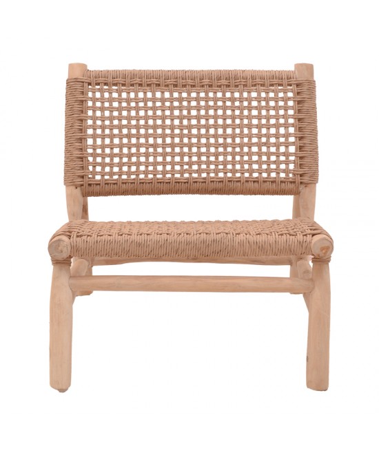 Πολυθρόνα Wanderlene pakoworld σκελετός teak ξύλο με σχοινί σε φυσική απόχρωση 67x79x68εκ