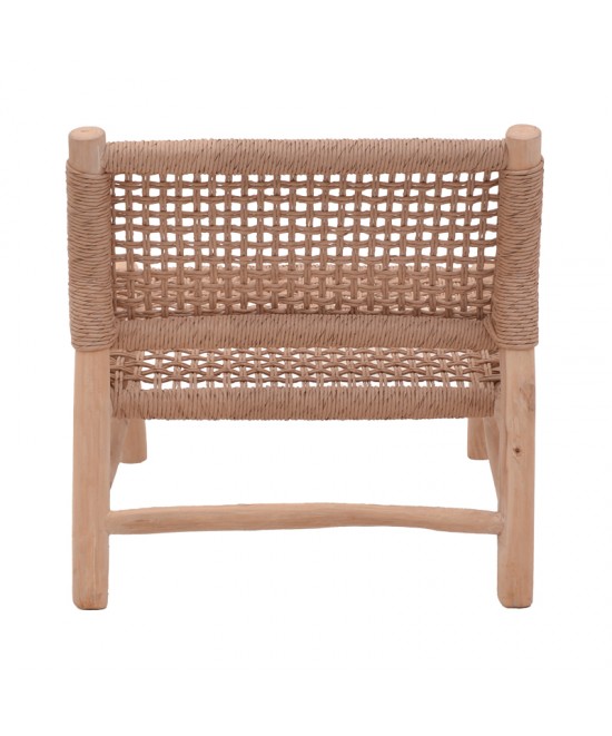 Πολυθρόνα Wanderlene pakoworld σκελετός teak ξύλο με σχοινί σε φυσική απόχρωση 67x79x68εκ