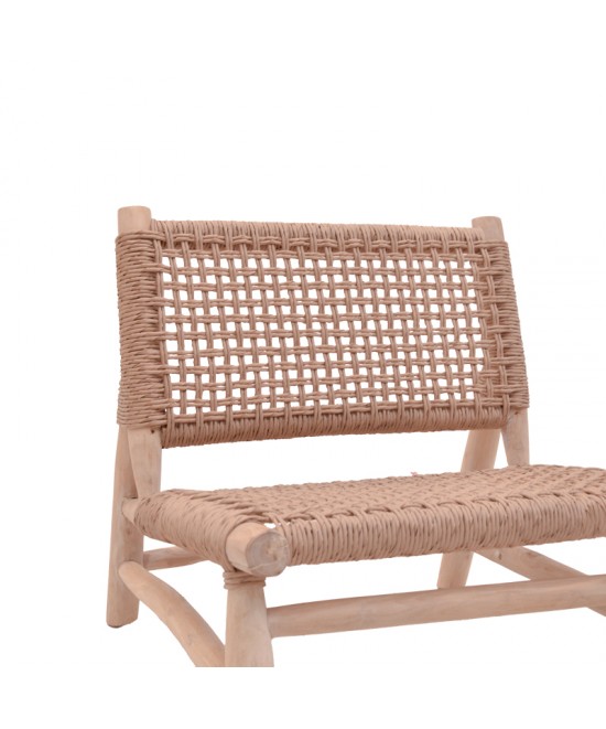 Πολυθρόνα Wanderlene pakoworld σκελετός teak ξύλο με σχοινί σε φυσική απόχρωση 67x79x68εκ