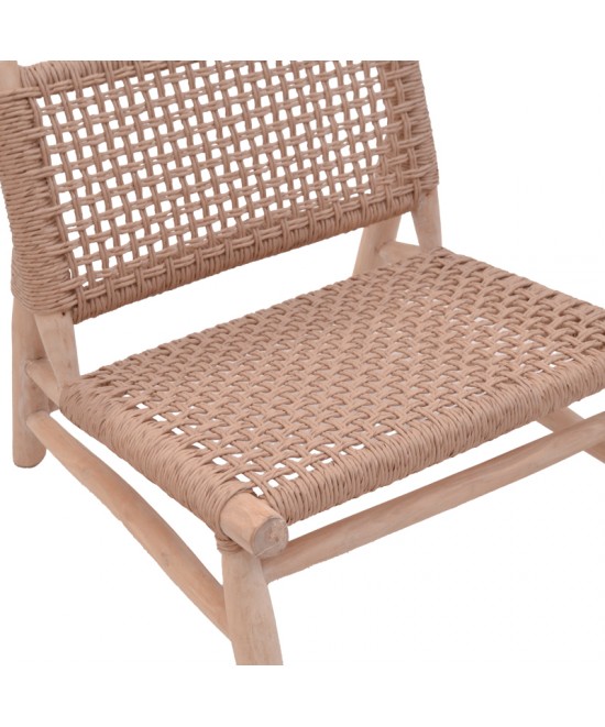 Πολυθρόνα Wanderlene pakoworld σκελετός teak ξύλο με σχοινί σε φυσική απόχρωση 67x79x68εκ