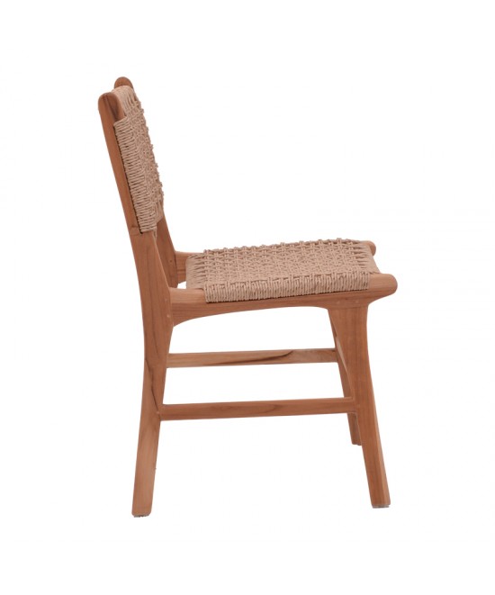 Καρέκλα Sponze pakoworld σκελετός teak ξύλο- pe σχοινί σε φυσική απόχρωση 50x58x85εκ