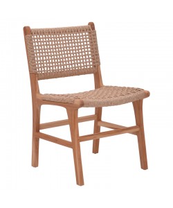 Καρέκλα Sponze pakoworld σκελετός teak ξύλο- pe σχοινί σε φυσική απόχρωση 50x58x85εκ