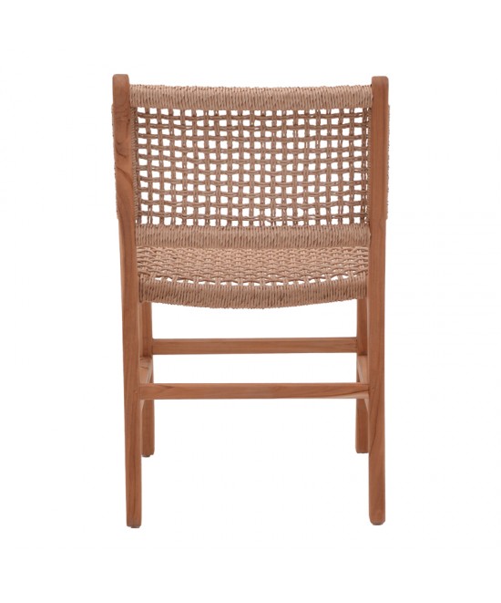 Καρέκλα Sponze pakoworld σκελετός teak ξύλο- pe σχοινί σε φυσική απόχρωση 50x58x85εκ
