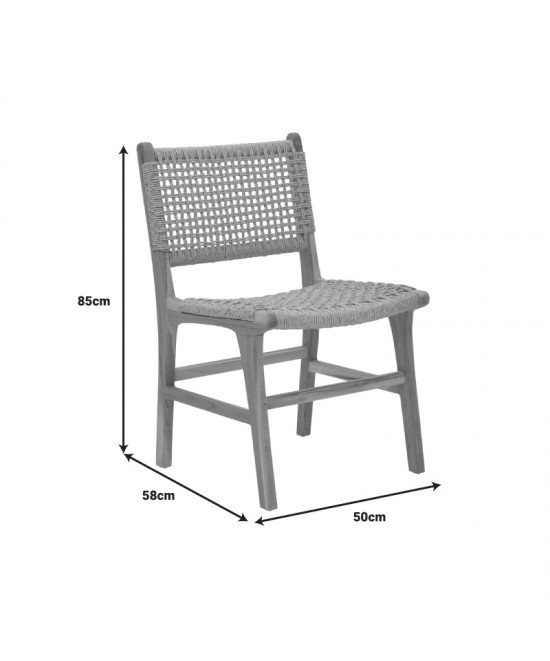 Καρέκλα Sponze pakoworld σκελετός teak ξύλο- pe σχοινί σε φυσική απόχρωση 50x58x85εκ