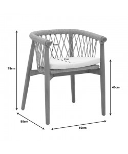 Πολυθρόνα Abby pakoworld σκελετός από teak ξύλο σε φυσική απόχρωση και κρεμ μαξιλάρι 60x58x78εκ
