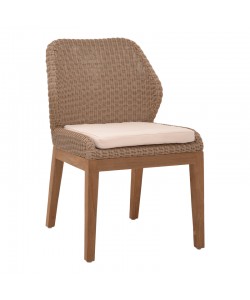 Καρέκλα Swinton pakoworld σκελετός αλουμινίου με teak πόδι σε φυσική απόχρωση και pe rattan 53x63x86εκ