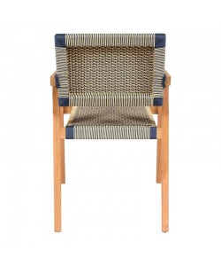 Πολυθρόνα Salama pakoworld σκελετός teak ξύλο σε φυσική απόχρωση και κρεμ-μαύρο pe σχοινί 57x60x85εκ