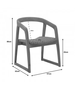Πολυθρόνα Somalia pakoworld σκελετός αλουμινίου με teak πόδι σε φυσική απόχρωση και καφέ pe rattan 57x62x80εκ