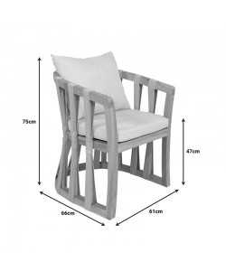 Πολυθρόνα Morani pakoworld σκελετός teak ξύλο και ύφασμα σε φυσική απόχρωση 61x66x75εκ