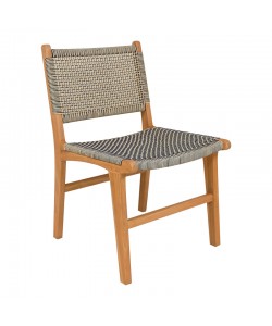 Καρέκλα Darien pakoworld σκελετός teak ξύλο σε φυσική απόχρωση και κρεμ-μαύρο pe σχοινί 52x62x86εκ