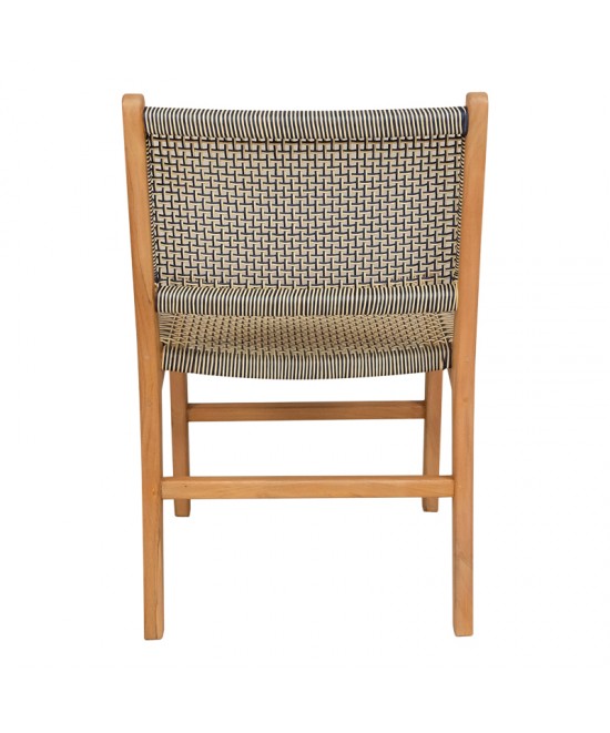 Καρέκλα Darien pakoworld σκελετός teak ξύλο σε φυσική απόχρωση και κρεμ-μαύρο pe σχοινί 52x62x86εκ