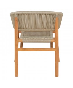 Πολυθρόνα Kajone pakoworld σκελετός teak ξύλο σε φυσική απόχρωση και κρεμ pe σχοινί 62x55x75εκ