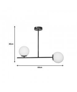 Φωτιστικό οροφής δίφωτο Opedro pakoworld E27 μαύρο μέταλλο 60x30x40εκ