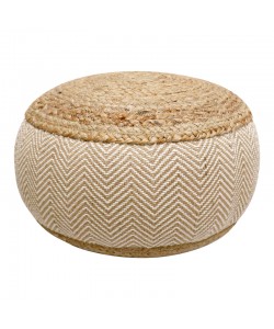 Σκαμπό-πουφ Hipy Inart γιούτα σε φυσική και μπεζ απόχρωση Φ40x30εκ