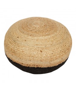 Σκαμπό-πουφ Brana Inart γιούτα σε φυσική και μπλε απόχρωση Φ40x30εκ