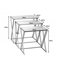 Τραπέζια σαλονιού σετ 3τεμ Pitche Inart χρυσό μέταλλο-γυαλί