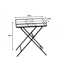 Τραπέζι Joene Inart πτυσσόμενο μαύρο μέταλλο-γυαλί καθρέπτη 60x38x68εκ