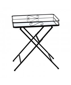 Τραπέζι Joene Inart πτυσσόμενο μαύρο μέταλλο-γυαλί καθρέπτη 60x38x68εκ