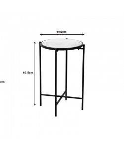 Βοηθητικό τραπεζάκι σαλονιού Luxere Inart μαύρο μέταλλο-λευκό μαρμάρου Φ40x65.5εκ