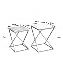 Βοηθητικά τραπεζάκια σαλονιού σετ 2τεμ Zoliene Inart χρυσό μέταλλο-λευκό μαρμάρου