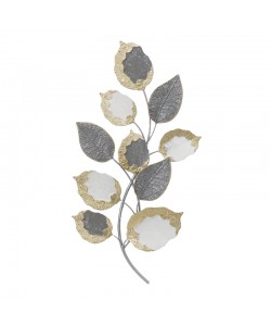 Διακοσμητικό τοίχου Neone Inart μέταλλο σε χρυσή-λευκή-γκρι απόχρωση 47,5x89x6εκ