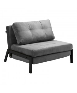 Πολυθρόνα-κρεβάτι Fancy pakoworld ύφασμα βελούδο σε ανθρακί απόχρωση και πόδι μαύρο μέταλλο 95x98x70εκ