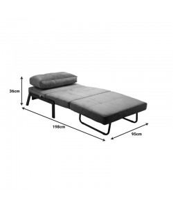 Πολυθρόνα-κρεβάτι Fancy pakoworld ύφασμα βελούδο σε ανθρακί απόχρωση και πόδι μαύρο μέταλλο 95x98x70εκ