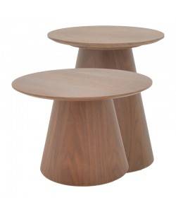 Τραπέζια σαλονιού Kayano pakoworld σετ 2 τεμ mdf σε καρυδί απόχρωση