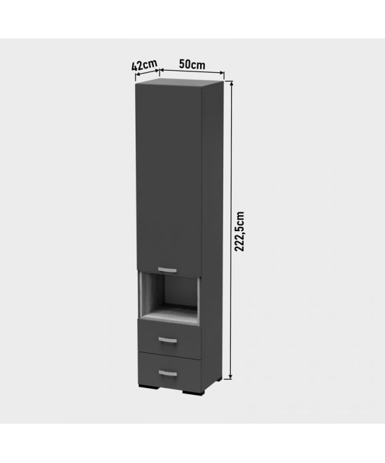 Βιτρίνα-στήλη Toscana pakoworld σε λευκή απόχρωση 50x42x222.5εκ