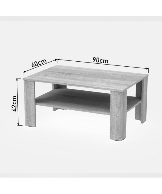 Τραπέζι σαλονιού Κhofi pakoworld σε sonoma truffle απόχρωση 90x60x42.3εκ