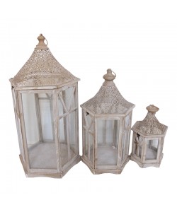 Φανάρι Tally Inart σετ 3τεμ αλουμίνιο σε καφέ απόχρωση Φανάρι Tally Inart σετ 3τεμ αλουμίνιο σε καφέ απόχρωση