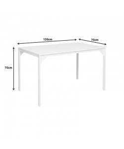 Τραπέζι Chan pakoworld μελαμίνη σε λευκή απόχρωση κα πόδι λευκό μεταλλικό 120x75x75εκ