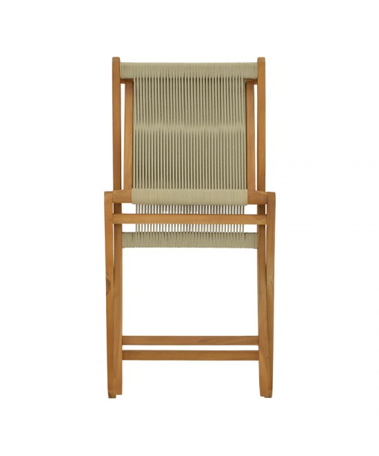 Καρέκλα Banou pakoworld πτυσσόμενη teak ξύλο και pe σχοινί σε φυσική απόχρωση 51.5x58x88εκ