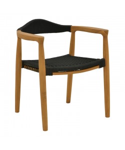 Πολυθρόνα Ganny pakoworld teak ξύλο και pe σχοινί σε μαύρη απόχρωση 59x56x71εκ