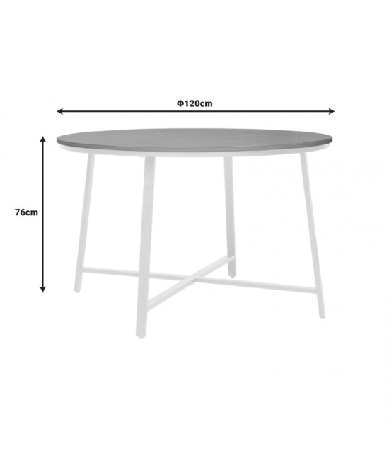 Τραπέζι Gianno pakoworld μελαμίνη σε φυσική απόχρωση και πόδι λευκό μέταλλο Φ120x76εκ